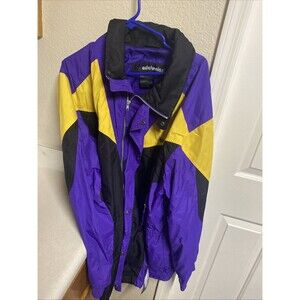Vintage Edelweiss Skiwear Jacket Black Purple Yellow Sz L